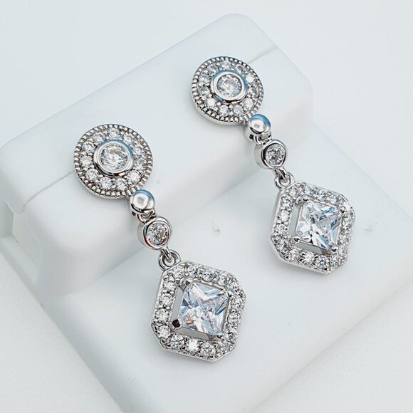 "925 Sterling Silver Cubic Zirconia Earrings, U19254851 - Picture 9 of 11